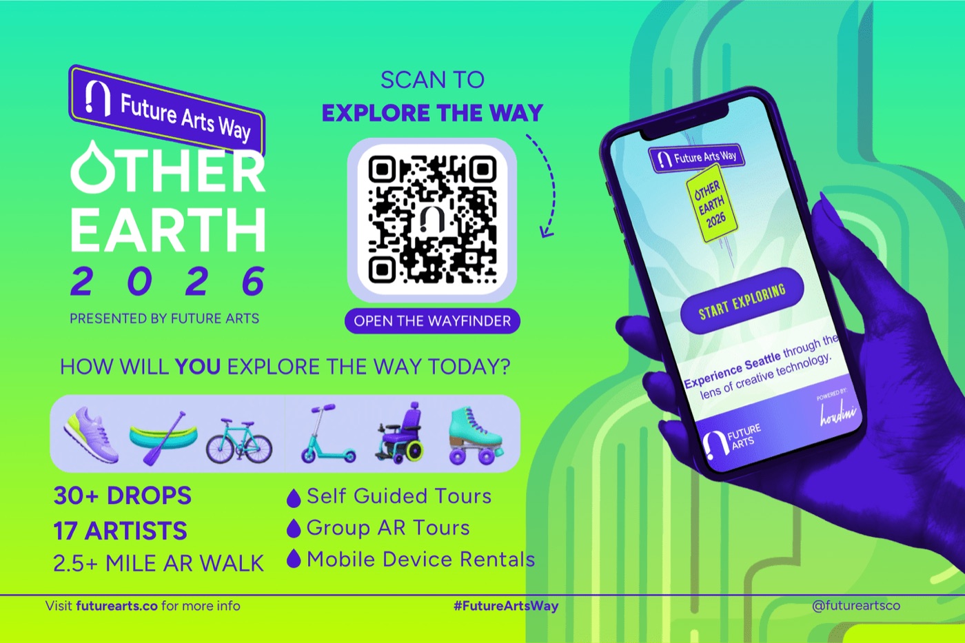 Future Arts Way Other Earth 2026官方路线与二维码导览海报