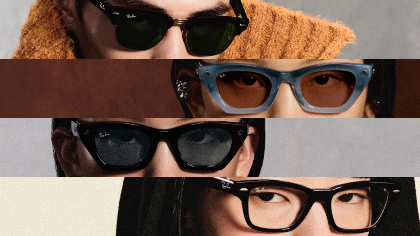 Meta官方发布的多款Ray-Ban Meta智能眼镜造型拼图