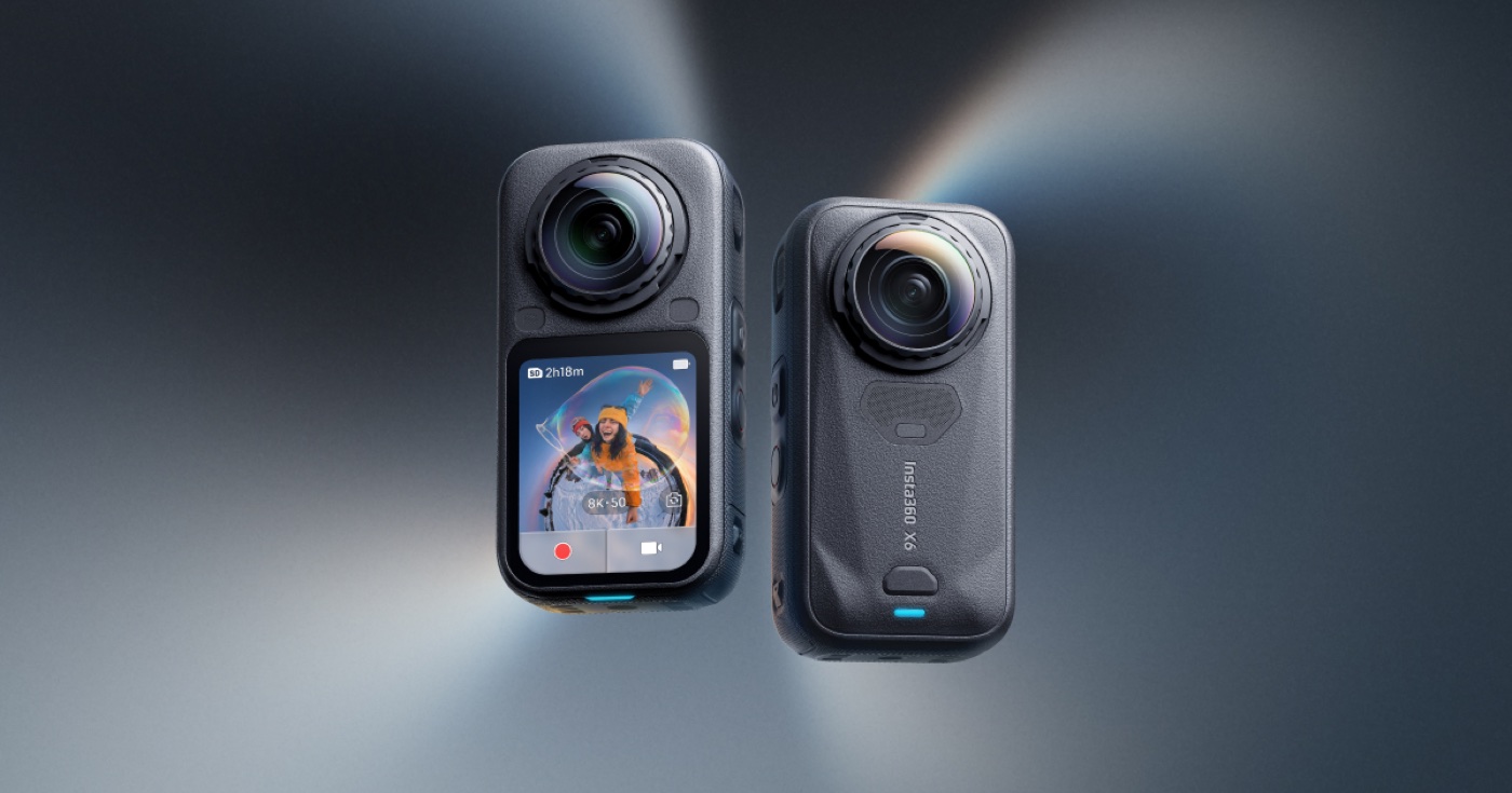 Insta360 X6官方产品主视觉，用于Spatial Capture的兼容相机之一
